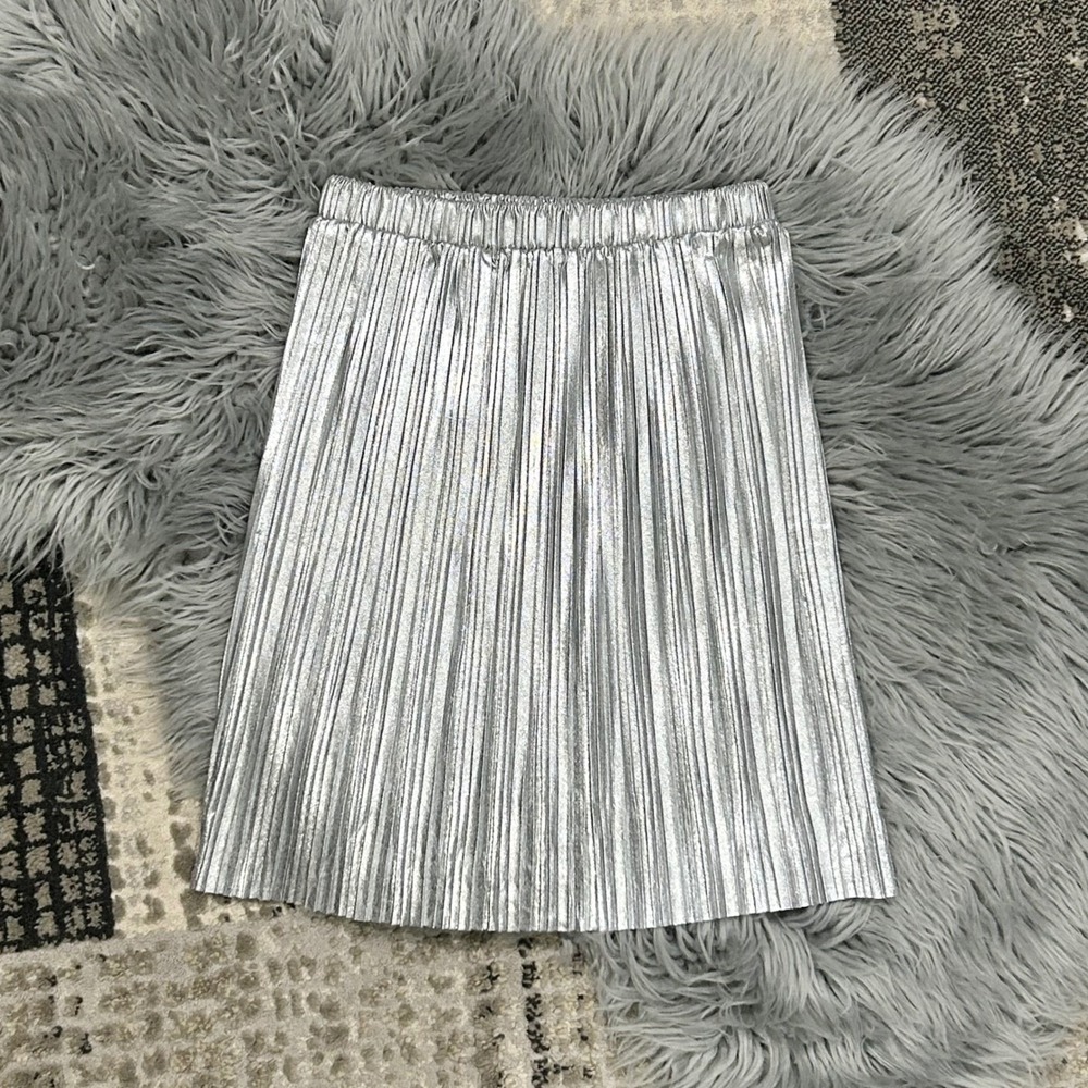 Frenchie Mini Couture Girls Silver Metallic Elastic Waist Skirt Size 8 ($50) NEW
